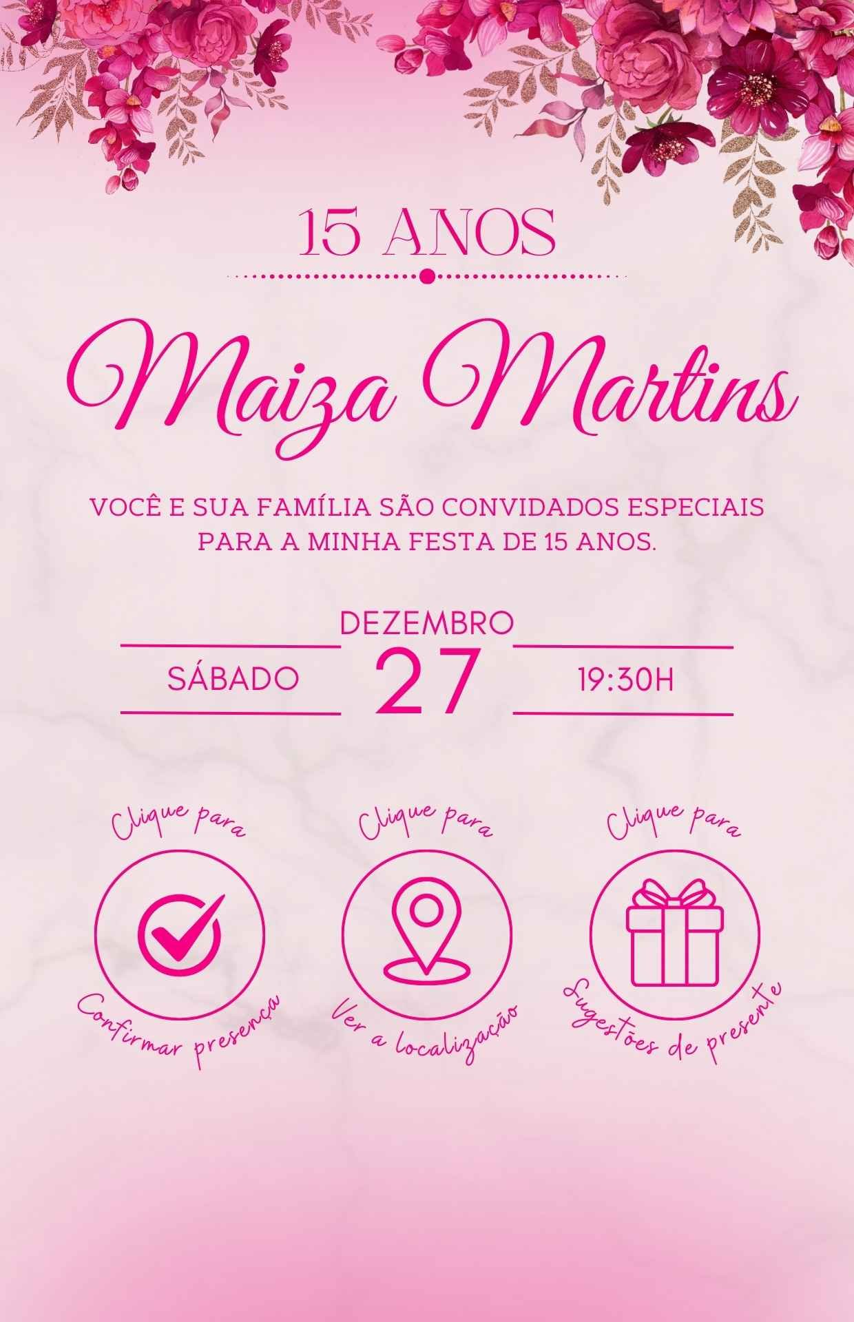 Convite 15 Anos Maiza